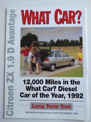 What Car? Citroen ZX 1.9 D Diesel Avantage Long Term Test Article Brochure 1992