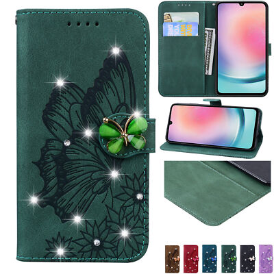 Butterfly Diamond Wallet Phone Case For Samsung A36 A56 A26 A25 A55 A54 A14 A23