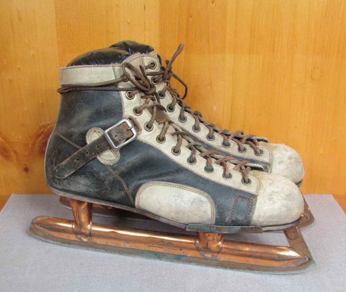 Vintage Tru Sport Leather Ice Hockey Skates Olympic Clipper 