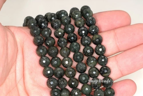 CUENTAS SUELTAS REDONDAS FACETADAS PIEDRAS PRECIOSAS CUARZO RUTILO VERDE 8 MM 7,5 pulgadas - Imagen 1 de 3