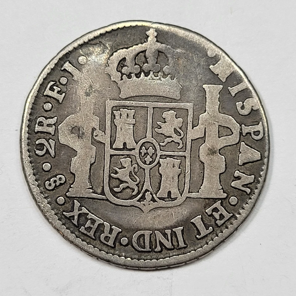 1804 Chile Silver 2 Reales Circulated Santiago So FJ Scarce Key Date Nice *K963 - Image 2 of 2