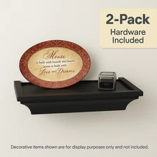 Set of 2  Matte Black Floating Wall Shelves – Sleek Modern Display with Hardware