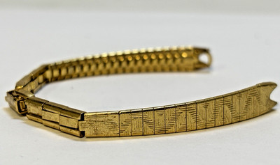 Ladies Gold Tone Textured Spring Stretch Vintage Replacement Watch Band