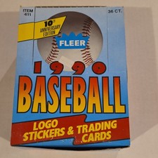 Fleer 1990 Baseball Logo Stickers & Trading Cards Sealed Box 36 ct MLB 