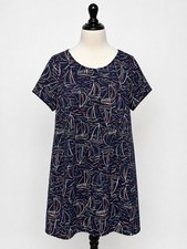 Talbots Navy Blue Nautical Sailboat Dress Red White Blue Plus 2x New