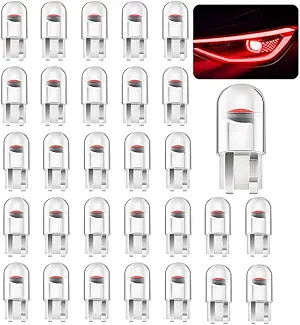 30PCS T10 LED Car Light Bulbs, 0.36W 12V Error-Free for Interior Do Color: Red
