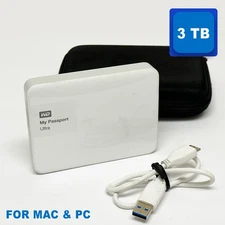 WD My Passport Ultra 3TB Portable External Hard Drive WDBBKD0030BWT-05 /  3 TB