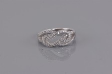 Sterling Silver Swirled Openwork Cubic Zirconia Accented Band Ring 925 Sz: 7