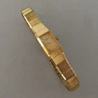 Vintage Seiko Watch Women 12mm Gold Dial Gold Tone Rectangle 1320-5049
