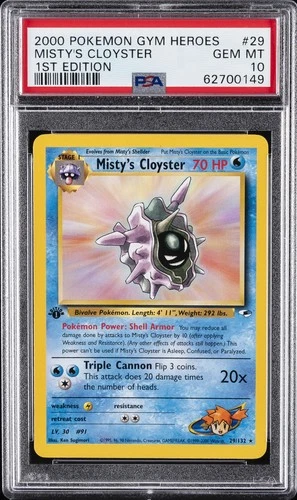 2000 POKEMON GYM HEROES 1ST EDITION #29 MISTY'S CLOYSTER PSA 10