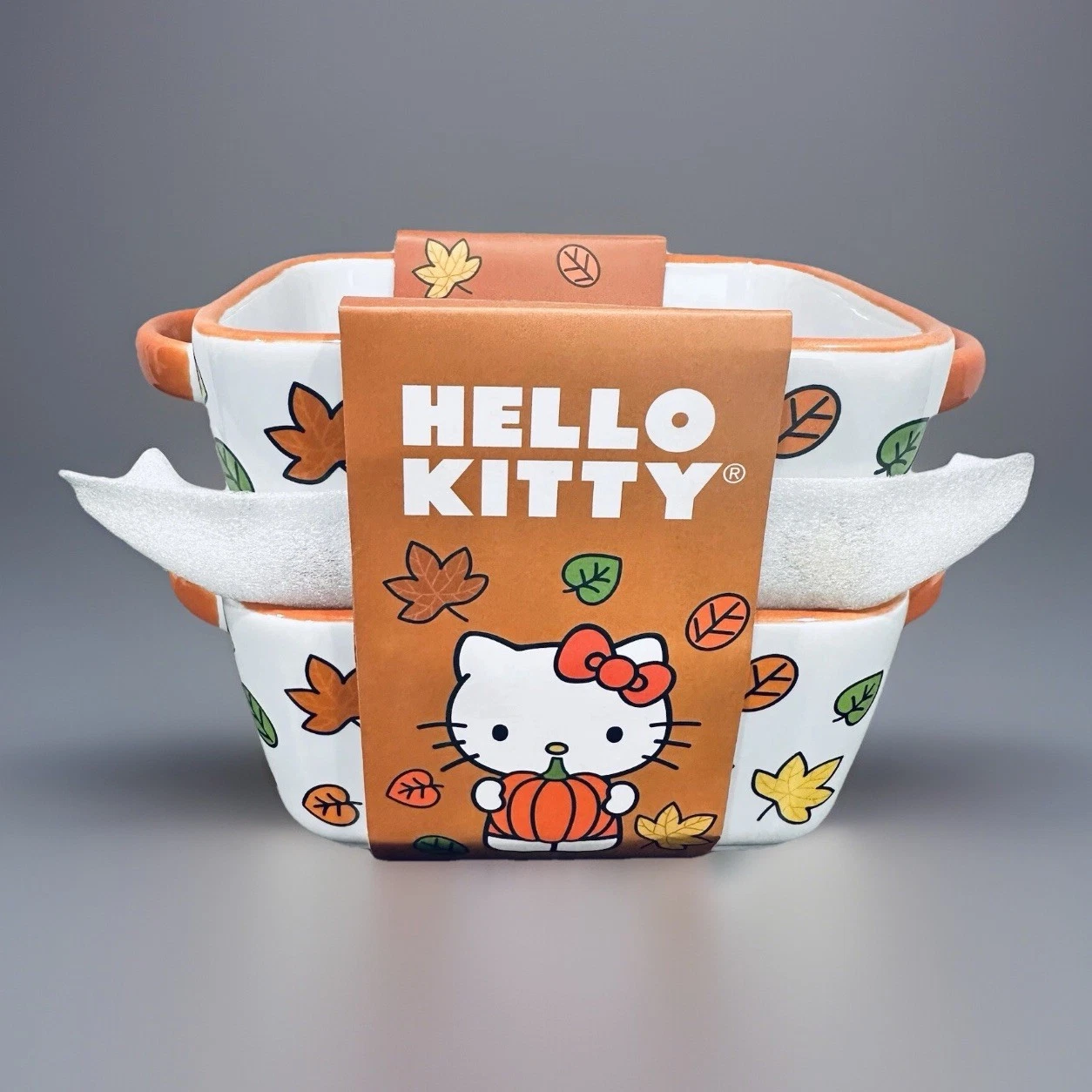Hello Kitty Thanksgiving Fall Ceramic Mini Loaf Pan Set of 2 4"