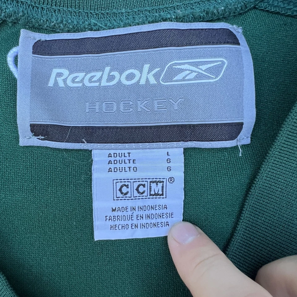 Camiseta deportiva vintage Reebok para hombre grande verde oscuro hockey #10 práctica deportes años 90 Y2K Foto 2 de 4
