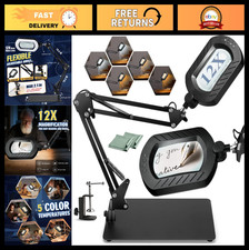 12X LED Magnifying Glass with Stand  Light - 5 Color Modes, 10 Dimmable Brightn