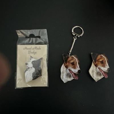 Handmade Badge Border Collie Dog Pin Lark Rise Designs Jack Russell Keychain Lt3