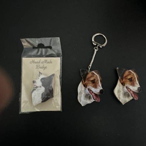 Handmade Badge Border Collie Dog Pin Lark Rise Designs Jack Russell Keychain Lt3