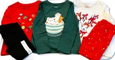 New 5pc Cat & Jack & Jumping Beans Holiday Shirts & Leggings Outfits Sz 4-5 NWT
