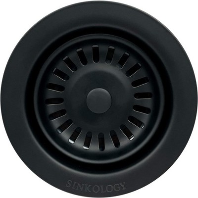 SinkSense Kitchen Sink Disposal Flange Drain with Stopper, Matte Black