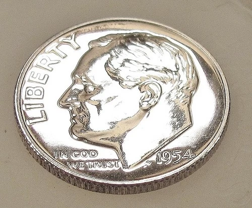 1954 Gem  Proof  "EYE CANDY" Dime 90% Silver Blazing Luster  #308 ~ 2
