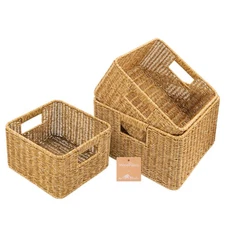 Wicker Storage Basket, Storage Cubes, Woven Baskets for Organizing, Resin Wic...