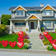 Valentine'S Day Yard Sign Diamond Heart Outdoor Decorations With Stakes Red H...