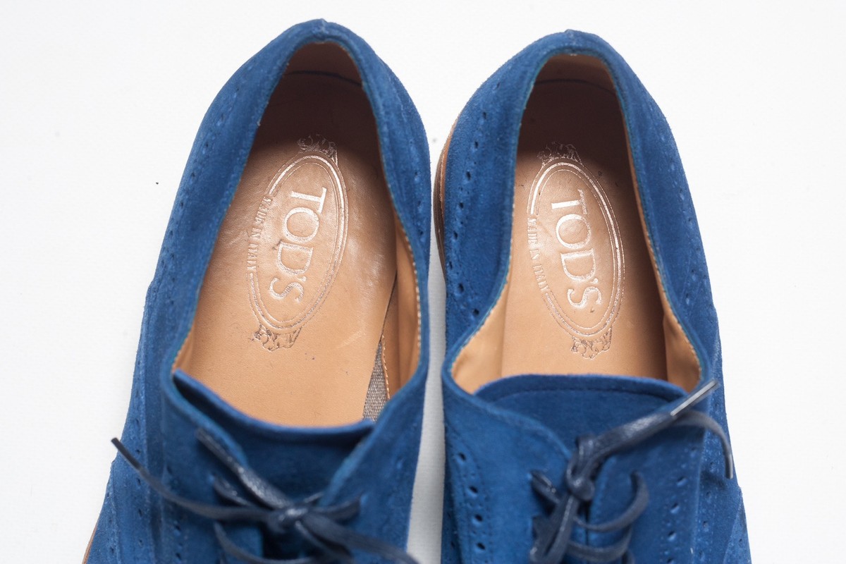 Tod’s Men’s Navy Blue Suede Wingtip Oxfords – UK 7 / EU 40.5 / US 8.5 TODS Mens Blue Suede Leather Wingtip Brogues Size UK 10 / US  main image 2