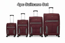 Red 4 Piece Soft Shell Luggage Set 20 24 28 32 Inch 800D Spinner Wheels Lock New
