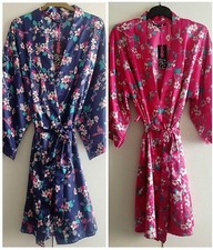 Indigo Sky Ladies  Quality Floral Satin Dressing Gown Robe Uk Sizes 10/12