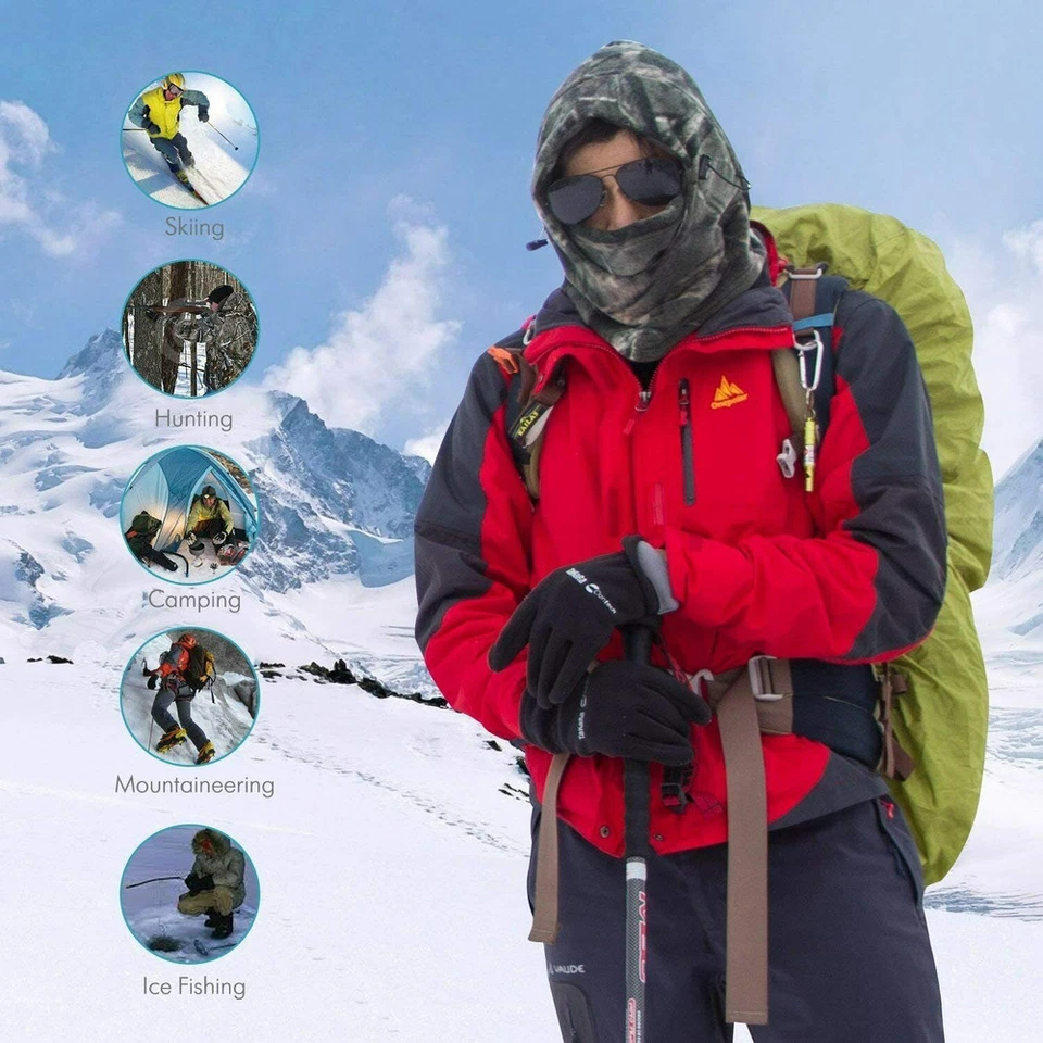Winter Fleece Balaclava Hood Hat Neck Warmer Full Face Mask Ski Beanie Cap - Image 2 of 4