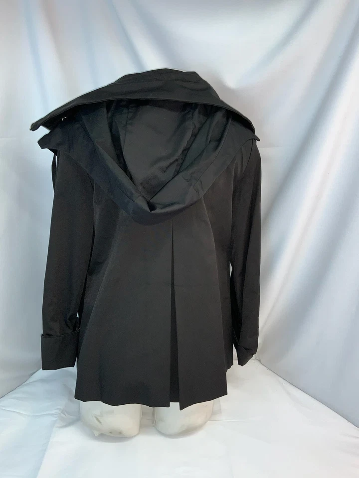 Jaqueta de chuva Vertigo com capuz XS feminina preta algodão náilon zíper completo YGI L1-168 - Imagem 4 de 4