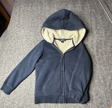 Lands End Hoodie Full Zip Boys M 5-6 Navy Fleece Lined