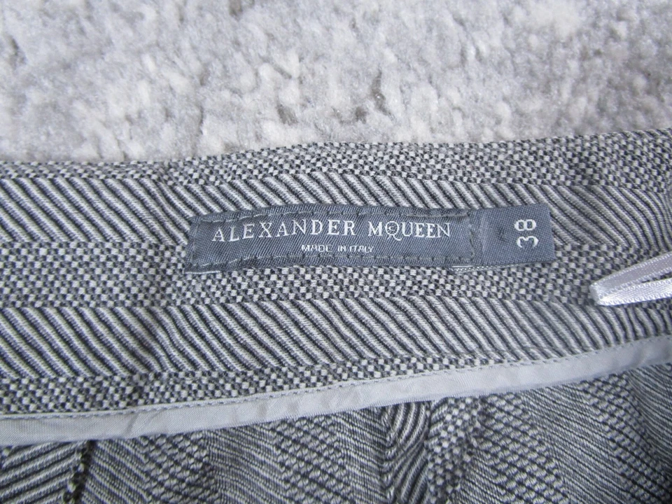 Pantalones Alexander McQueen Mujer 38 Vestido Gris Italiano Negocios Vellón Lana Trabajo Foto 4 de 4