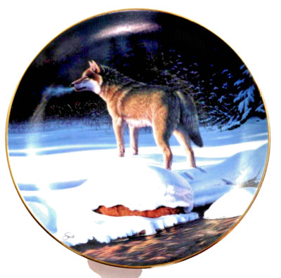 Solitary Hunter by Daniel Smith Winter Guardians Porcelain Collector Plate 8''
