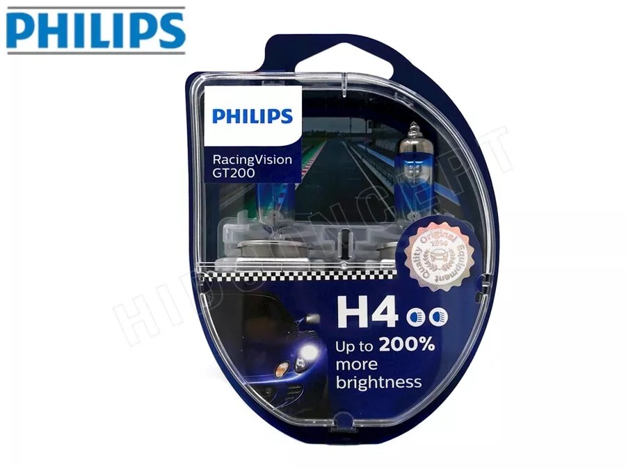 Philips H4 9003 RacingVision GT200 Headlight Halogen Bulbs 12342RGTS2 Pack  of 2