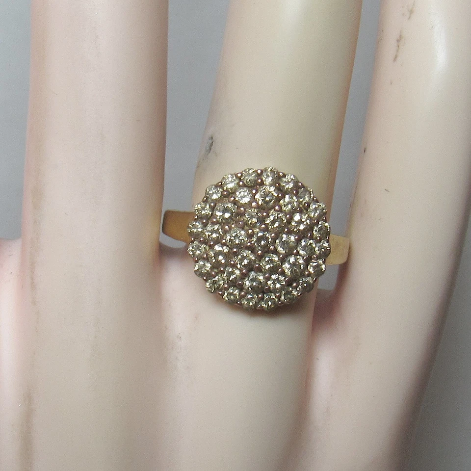 Anillo Estate con racimo de diamantes talla brillante coñac oro amarillo 10K 1,00 quilates Foto 4 de 4