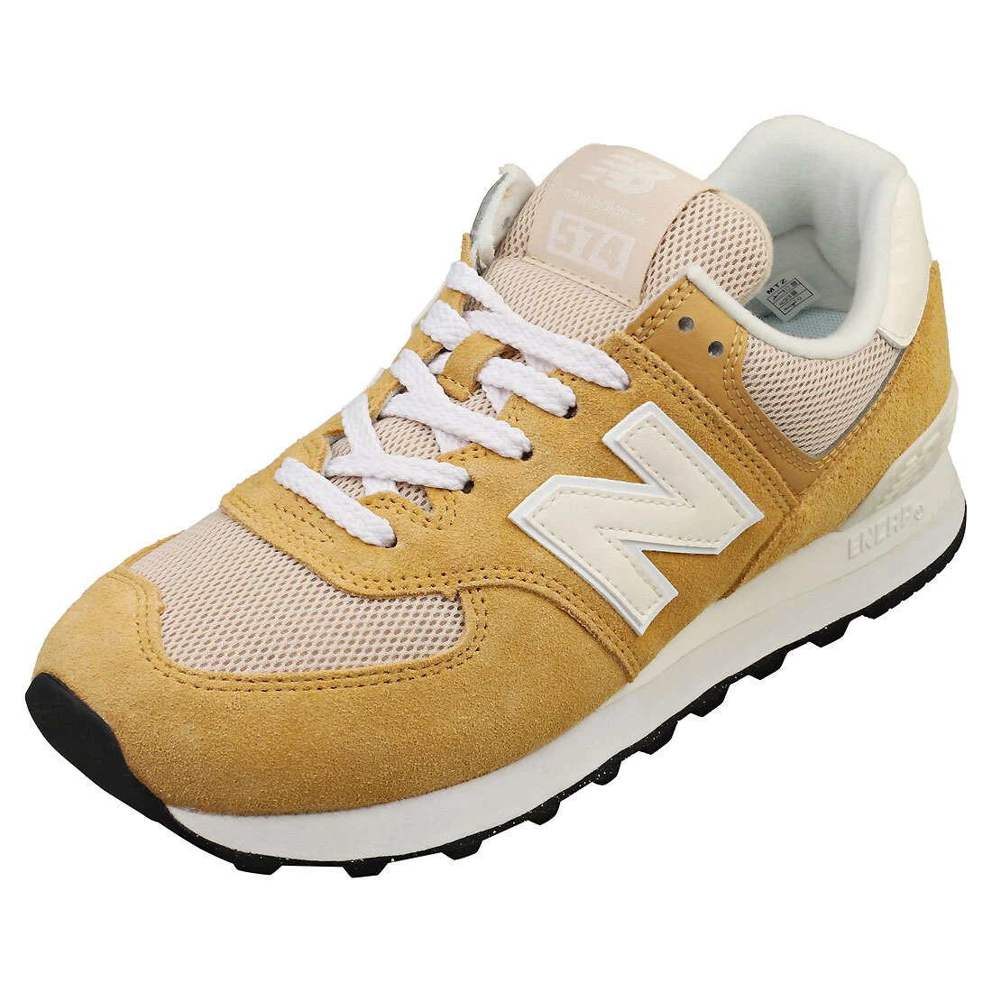New Balance 574 Scarpe da Ginnastica Unisex Moda in Bianco Marrone 4.5 UK