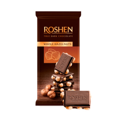 2pcs «ROSHEN» dark chocolate with whole hazelnuts 90g / 2 шт«РОШЕН» с орехом 90г