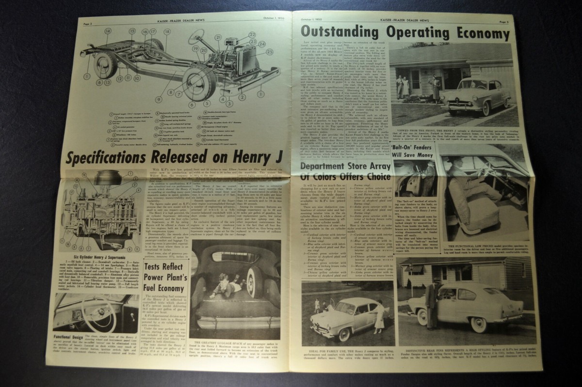 1951 Kaiser Dealer News Brochure Henry J Excellent Original 51 | eBay