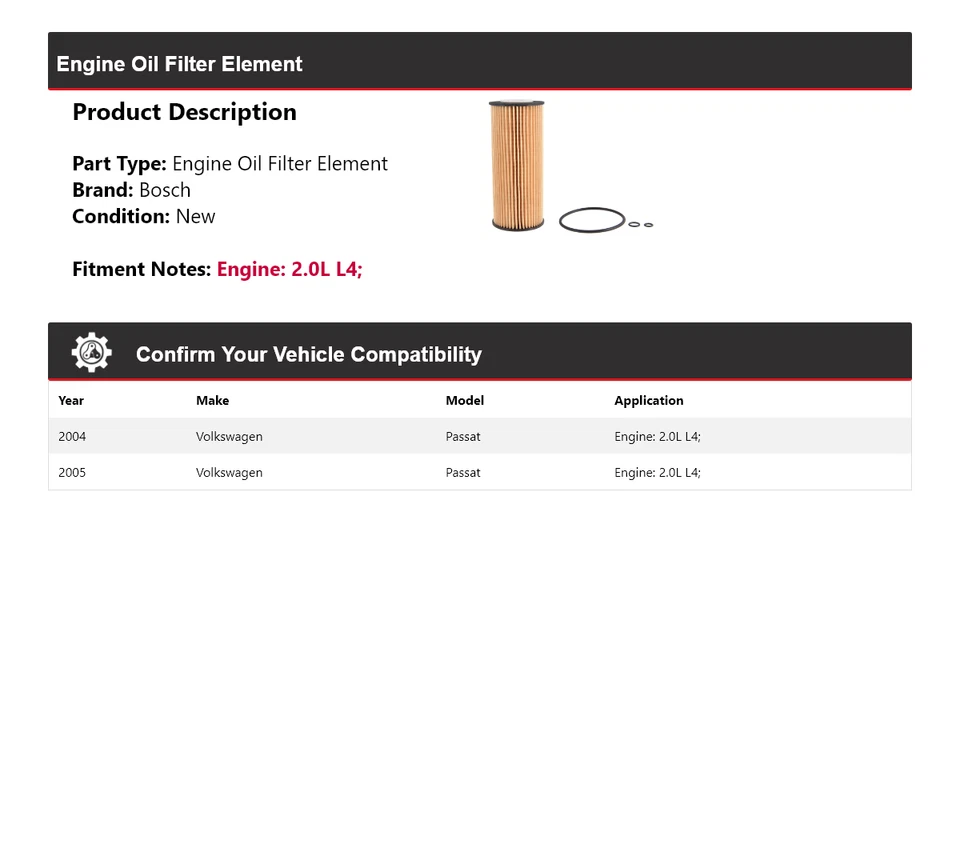 Filtro de óleo Bosch Premium Volkswagen Passat 2.0L L4 2004-2005 - Imagem 2 de 3