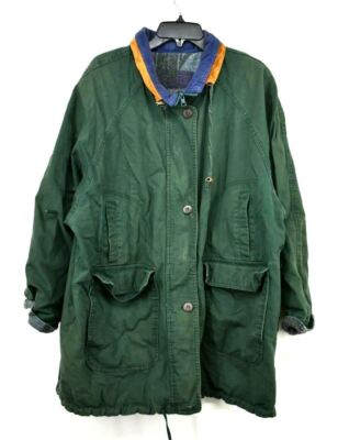 IZZI Women Olive Green Cotton Zip Button Front Multi Pocket Polo Collar Jacket L
