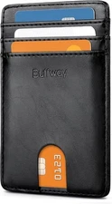 Buffway Mens Slim Wallet, Minimalist Thin Front Pocket Leather Credit Card Holde