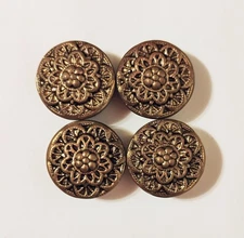 4 - Antique Button Covers Gold Tone