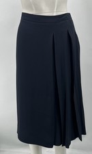 Marni Navy Inverted Pleat Midi A-Line Skirt sz 44