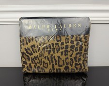 Made in USA Vintage Ralph Lauren Aragon Neutral Leopard QUEEN Fitted Sheet