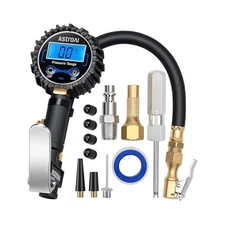 Digital Tire Pressure Gauge - 3-250 PSI, w/ Inflator - Heavy Duty - Blue