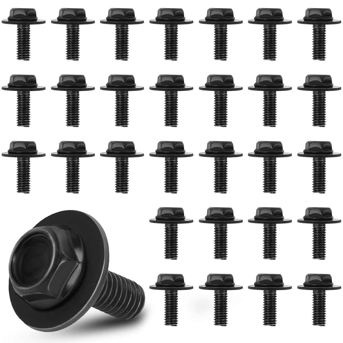 30Pcs M6 Transmission Pan Bolts with Washers, OEM Replacement for