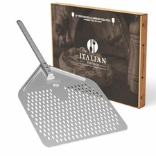 Perforated Pizza Peel 13"W x 16.7"L - Professional Restaurant Grade Large Met...