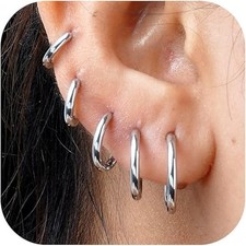 Small Gold Hoop Huggie Earrings Set for Women Non Tarnish 14K Gold Plated Lightw