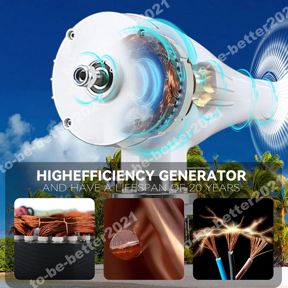 3KW Windgenerator Windkraftanlage Windrad Turbine + MPPT Laderegler Inverter Set - Bild 3 von 4
