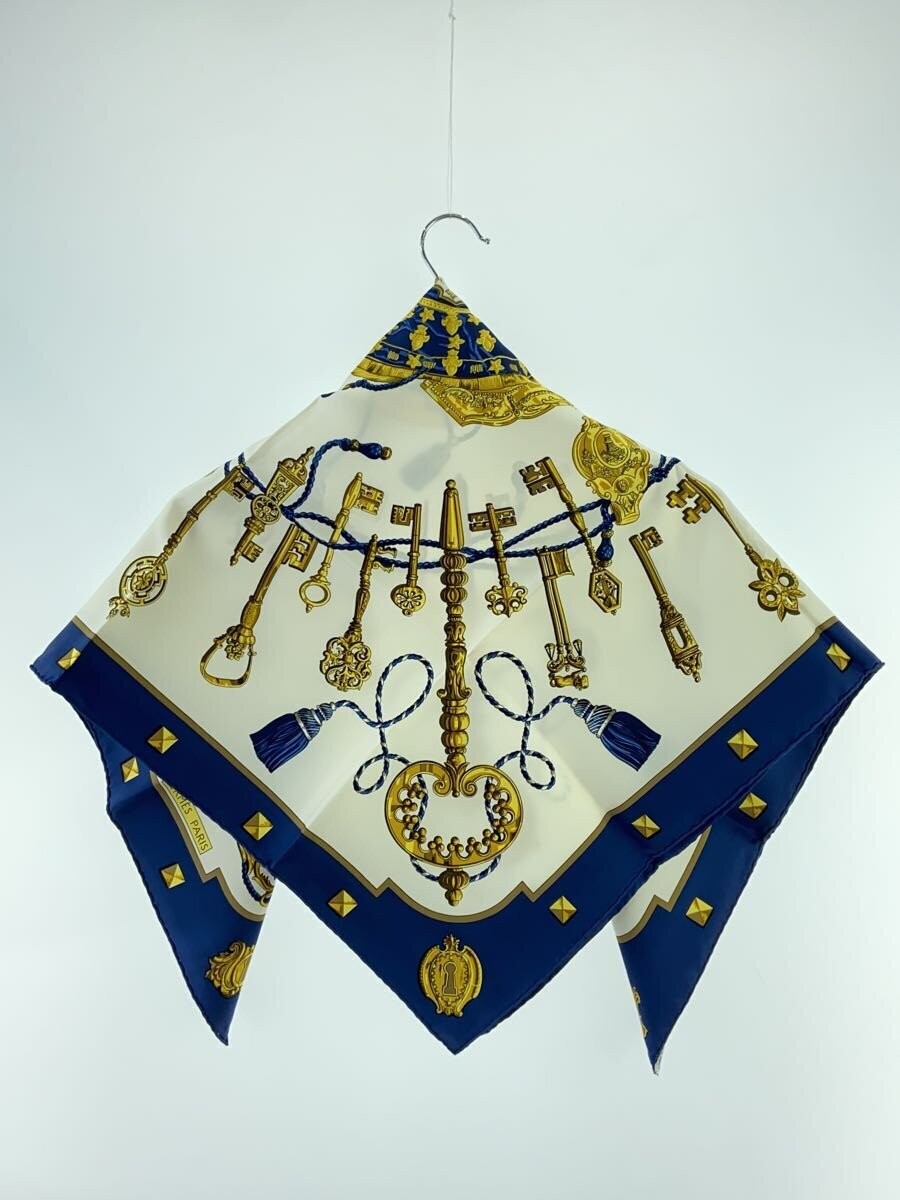 【美品】HERMES(エルメス) ホワイト　scarf スカーフ HERMES エルメス スカーフ シルク ホワイト系マルチカラー
