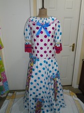 XL Dames    Worker  DRESS   blue red .spots pattern bust 54 inches   used